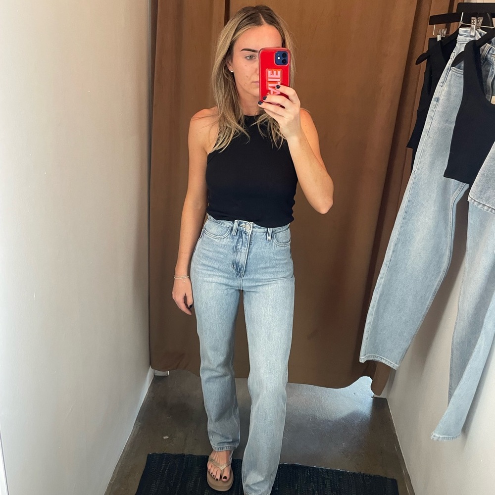 Thrills Pulp High Waist Straight Leg Light Blue Fade Wash Jeans